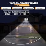 UME Lumière Inondation LED 19W à Détecteur de Mouvement Extérieure, 2 Têtes Réglables, 2000LM, 5000K, IP65 Étanche, Lumière de Sécurité Crépuscule à Aube avec Photocellule pour Extérieur, Garage, Maison (Noir)