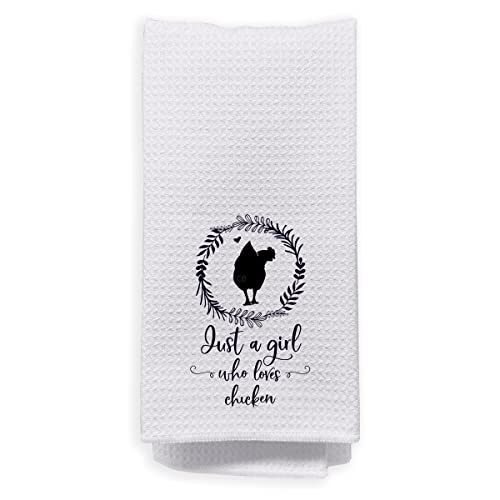 Negiga Just A Girl Who Loves Chicken Dish Cloths Towels 24X16 Inch,Farmhouse Chicken Silhouette Decor Decorative Dish Hand Towels For Kitchen Bathroom,Chicken Towels For Kitchen,Chicken Lover Gifts #TOP18