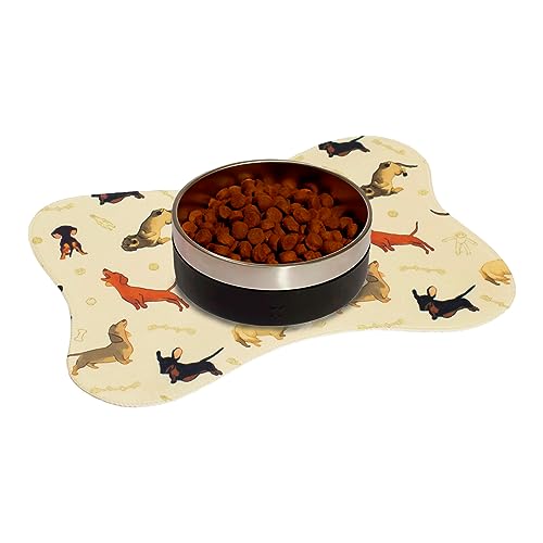 Tapete Pet Comedouro Tigela Ração Água Jogo Americano Souspla Antiderrapante Formato de Osso (Estamp