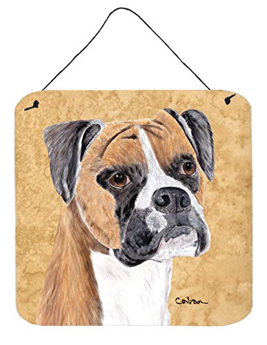 Caroline's Treasures SC9121DS66 Boxer Wipe Your Paws Wall or Door Hanging Prints Aluminum Metal Sign Kitchen Wall Bar Bathroom Plaque Home Decor, 6x6, Multicolor