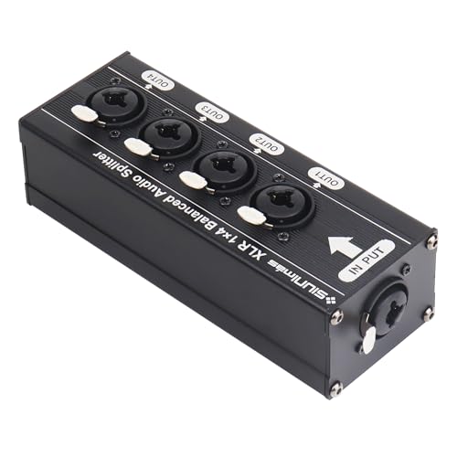 SIUNIMAS Hotswap Design 3Pin XLR 6.5 6.35 1/4” TS/TRS Combo Connector 1-In 4-Out Splitter box Durable Aluminum Alloy Distribute Box with Combo Audio Jack (SIM XLR/TRS/TS 1-4 SP)