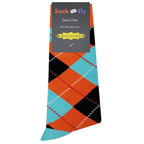 Argyle Dress Socks Funny Novelty Crazy Fun Design Men Size 8-12 Cotton Casual Crew Colorful Funky Gift for Men4