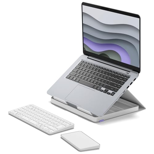 Logitech CASA Pop-Up Desk Support pour Ordinateur Portable - Blanc, Clavier Anglais QWERTY
