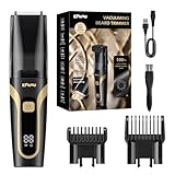 ENSSU Aparador de barba para homens - Aparador de barba elétrico sem fio com 20 configurações de comprimento ajustáveis, aparador de bigode à prova d'água com lâmina de cerâmica para precisão no corte dos pelos faciais (Preto)