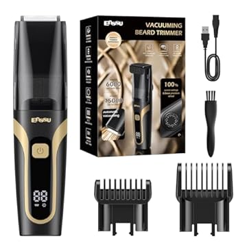 ENSSU Aparador de barba para homens - Aparador de barba elétrico sem fio com 20 configurações de comprimento ajustáveis, aparador de bigode à prova d'água com lâmina de cerâmica para precisão no corte dos pelos faciais (Preto)
