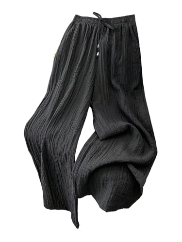 SHENHE Women's Wide Leg Palazzo Pants Drawstring Waist Wide Leg Vacation Travel Flowy Trousers
