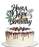 YQLXDHBD 1 Pack Have a Dope Birthday Cake Topper,Glitter Pot Leaf Weed Leaves Happy Birthday Cake Decoration Marijuana Dope 420, Man Women Birthday Party Supplies