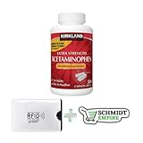 SCHMIDT EMPIRE Kirkland Signature Acetaminophen 500mg Extra Strength Caplets 500ct + 1 Card Protector SchmiidtEmpire + Sticker (Pack of 1)