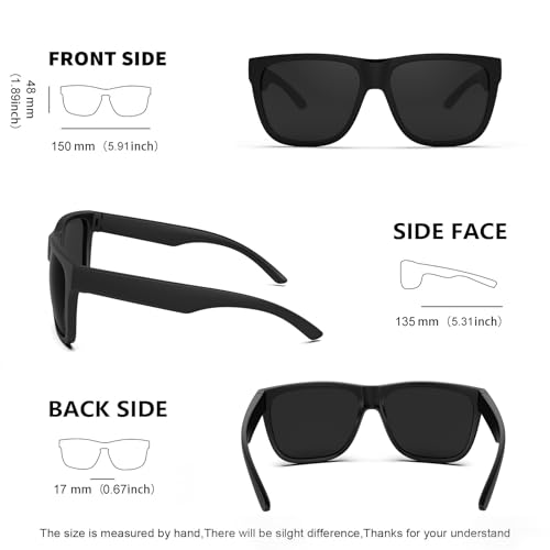 Image of WISTON XL Z87 Sunglasses for Men Women UV400 Protection Lightweight TR90 Frame Square Shades for Driving Fishing Z8246