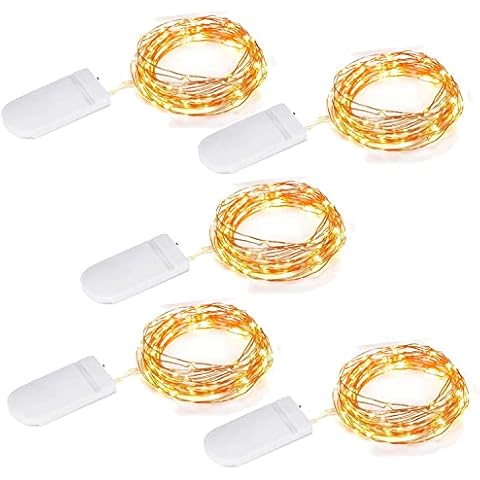 JINBOSHI 5 PCS LED Fairy String Lights Battery Operated, 2m 20 LED Copper Wire Bottle Light, Outdoor Garden Decor, Indoor Wedding Party Bedroom Decorations (5) Cover