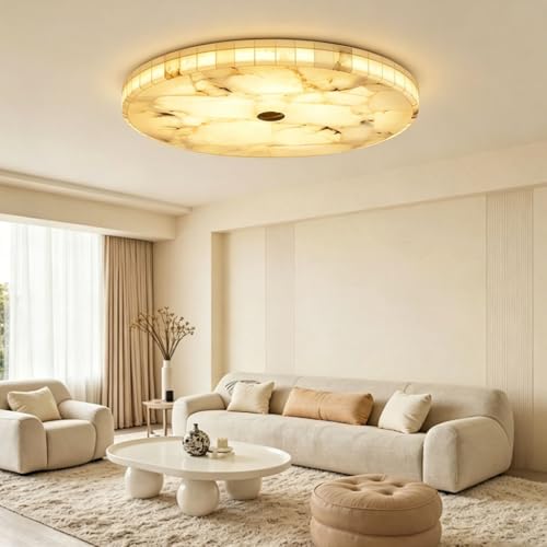 Plafonnier LED Wabi Sabi en albâtre naturel et texture marbre chic