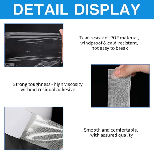 Thermo Cover Fenster,Fenster-Isolierfolie 1.6m X 11m,Transparente Isolierfolie zur Wärmedämmung an Fenstern,Fenster-Isolierfolie, Fenster Isolierung Gegen Kälte,zur Wärmedämmung Kälteschutzfolie