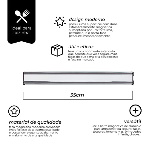 Barra Magnética para Facas Mimo Style Preto/Branco