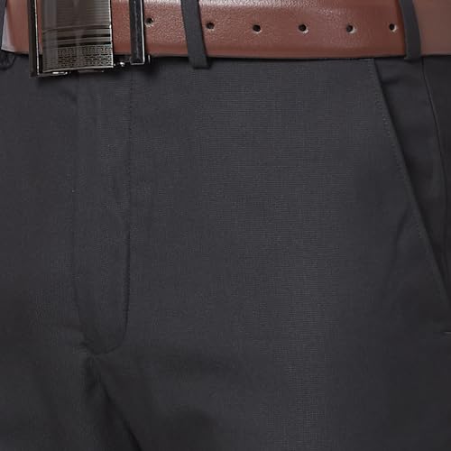Image of Park Avenue Men's Regular Fit Polyviscose Blend Structure Pattern Flat Front Formal Trouser