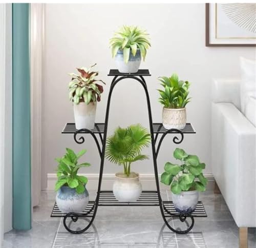 Image of Multi 6-Tier Tall Metal Plant Shelf Stand Iron Flower Pot Holder for Indoor Outdoor Balcony Terrace and Court Yard
