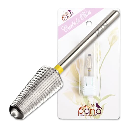 PANA Nail Carbide Volcano Bit - Two Way Rotate use for Both Left and Right Handed - Fast remove Acrylic or Hard Gel - 3/32" Shank - Manicure, Nail Art, Drill Machine (Extra Fine, Silver)