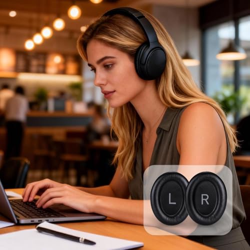 Almohadillas para auriculares Lukvcoe para Bose QuietComfort 45 (QC45)/QC SE, color negro de cuero de proteína miniatura 5