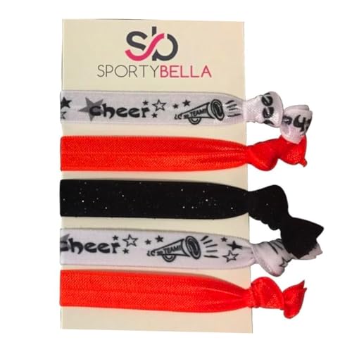 Infinity Collection - Orange Hair Ties - No Crease, No Tug Elastic Ponytail Holders for Girls, Women, Cheerleaders, Teams & Coaches - 5 Pcs