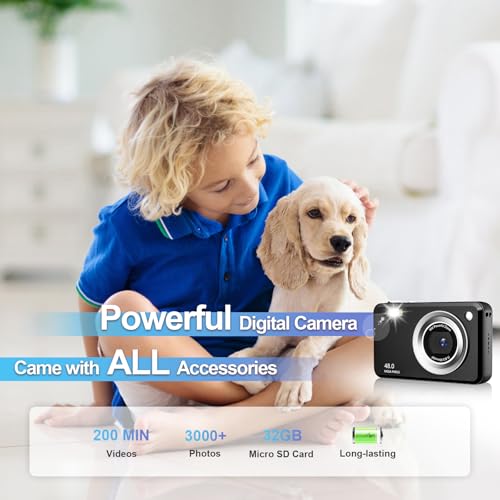 Image of Digital Camera, FHD 1080P Point and Shoot Kids Camera, with 32GB Card,16X Zoom Anti Shake,48MP Compact Portable Small, for Starter Kid Children Teen Student Girl Boy