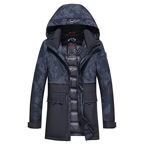 AMZOPDGS Herbst und Winter Herren Daunenjacke mit Kapuze Mittellange Herren Weiß Entendaunenjacke Camouflage Jacke (A 185 Code) Cover