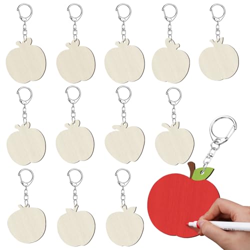 RattanView 24 Pcs Apple Craft Color Your Own Keychains DIY