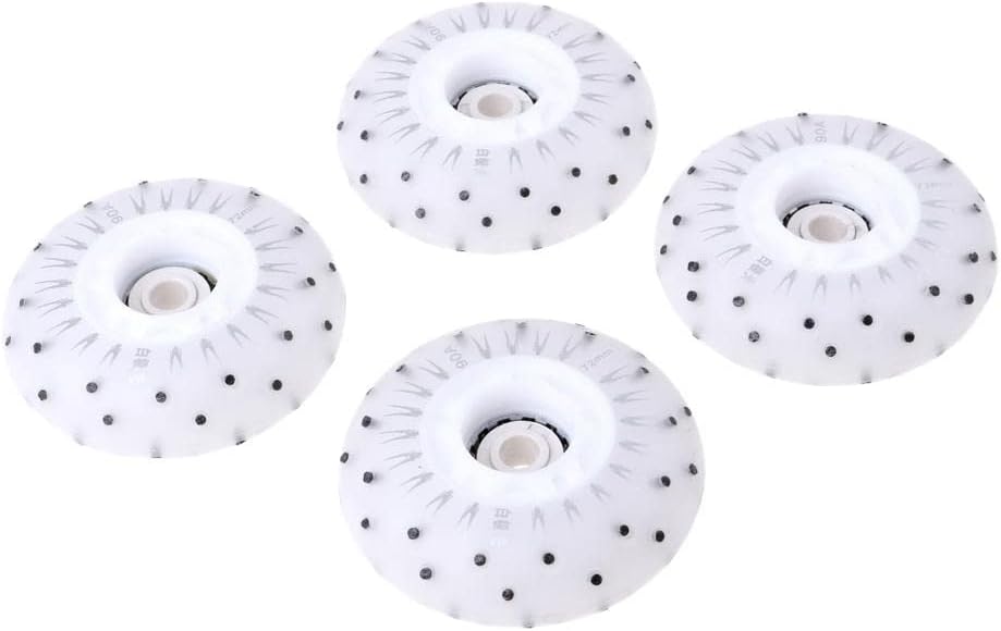 4pcs Flash Skating Wheel Roller Skates | PU Material | Up | Multicolor s | 72-80mm Sizes | Outdoor & Indoor Use | Skater's Dream - White, 72mm
