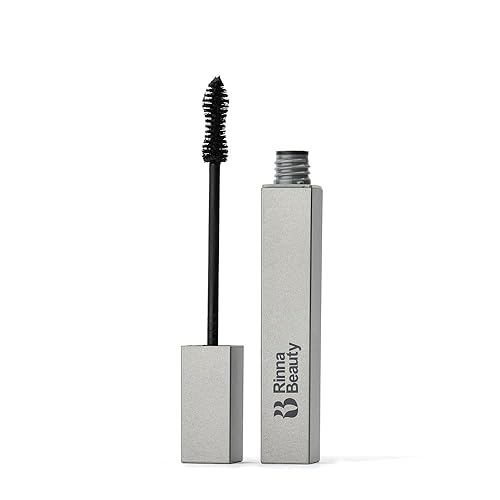Rinna Beauty Lash Out - Máscara negra azabache para volumen, longitud y rizos, contiene biotina, vitamina E y aceite de coco, vegano, libre de