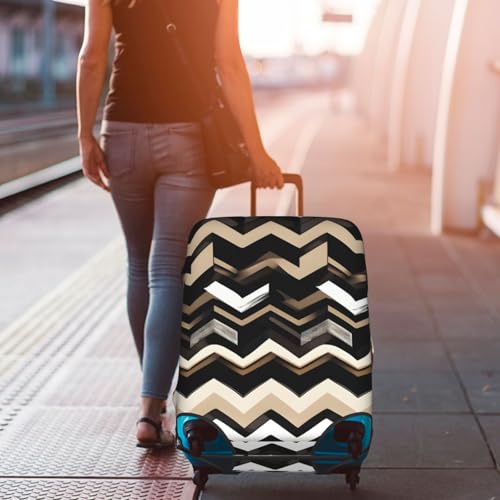 Housse de valise en polyester lavable blanche motif zigzag taille S - 7