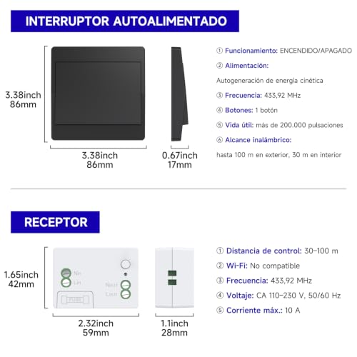 Interruptor a distancia para dormitorios y pasillos con pulsador inalámbrico sin pilas 4