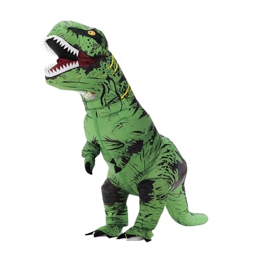 Servllcell Inflatable Dinosaur Costume for Kids Halloween Costumes T Rex Blow Up Costumes for Boys Girls Cosplay Party(Green)