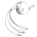 Produktbild OATSBASF Multi USB Kabel,Einziehbares Ladekabel 3 in 1 Micro Type C Kompatibel für iPhone Android Samsung Galaxy Huawei Smartphone(Weiß)