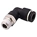 Push to Connect Tube Fitting - Male Elbow 1/4 Tube OD x 1/8 NPT Thread Plastic Push Fit Fitting, Pack of 5