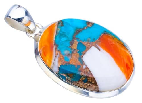 Pendentif argent 925 calcédoine de cuivre fait main femme StarGems F3754