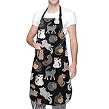 Shorthaired Cat Kitchen Apron with Pockets - Adjustable Strap - Funny Apron for Men and Women -...