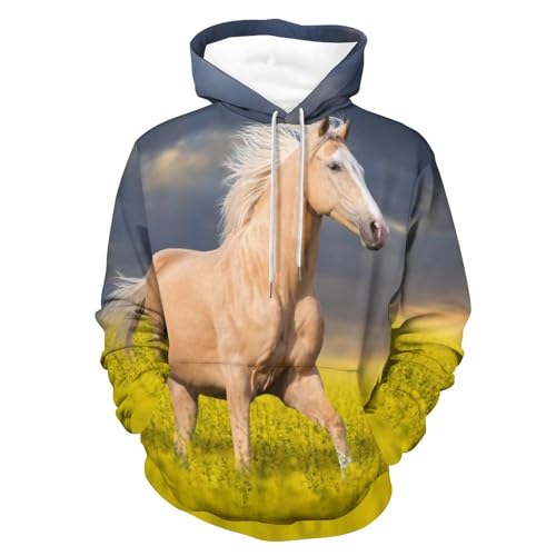 Hoodie Cheval des Champs UMENG pour homme et femme en taille S