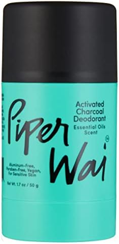 PiperWai Natural Deodorant w/Activated Charcoal | 24-Hour Sweat Protection, Vegan, Aluminum Free Deodorant for Women & Men | Travel Essential Shark Tank Product | 50g Scented Stick