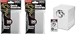 COMBO- BCW WHITE Large Deck Case plus 2x 50ct Pks (100) of WHITE Double Matte Deck Guard Sleeves for Collectable Gaming Cards like Magic The Gathering MTG, Pokemon, YU-GI-OH!, & More. Dragon Graphic on BOX.