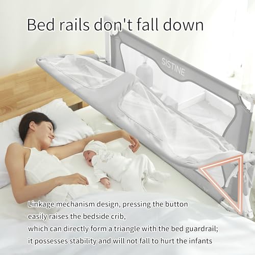image for SISTINE Co Sleeper for Baby in Bed,3 in 1 Crib Side Bed Guard,Cosleepi