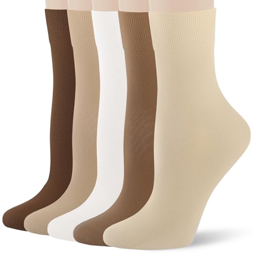 Image of FGZ Women's Crew Socks 5 Pairs Soft Combed Cotton,Breathable Everyday Casual Socks for Women