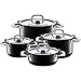Produktbild Silit Nature Black Topfset Induktion 4-teilig, Kochtopf Set mit Metalldeckel, Silargan Funktionskeramik, Induktions Töpfe Set nickelfrei, schwarz