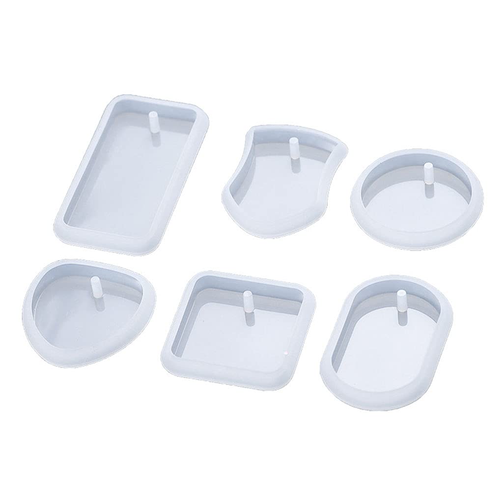 Cvzj Transparent 6 Pcs Keychain Resin Mold Silicone Mould Epoxy Mold Handmade Jewelry Pendant Resin Casting Mold