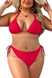 Daci Plus Size Triangle Bikini Set Two Piece Double Straps Halter Swimsuit