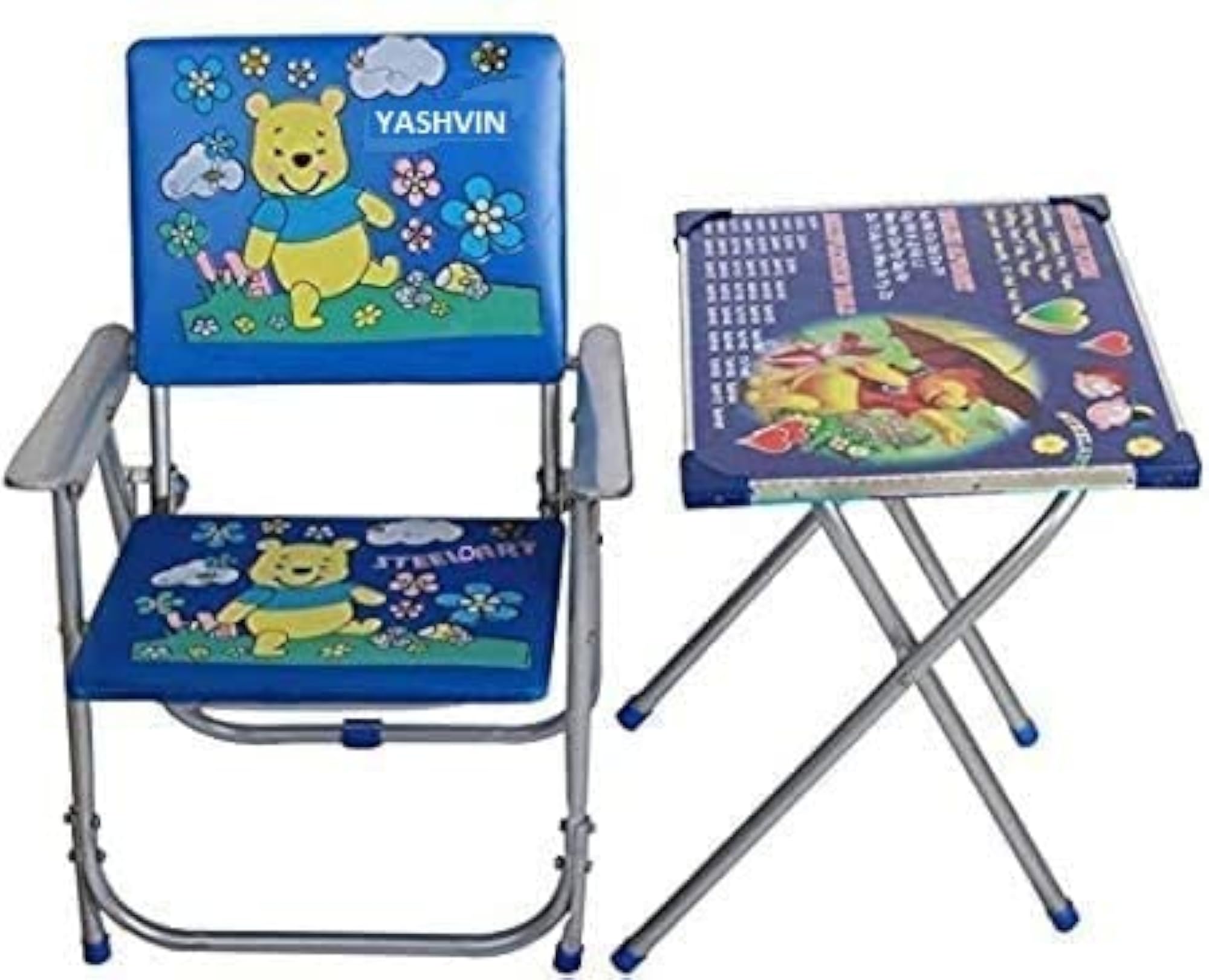 Cartoon Printed Kids Table and Chair Set with Rounded Edges