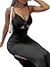 LYANER Women's Tie Knot Cut Out Side Split Slit Hem Sleeveless Knit Bodycon Maxi Dress Black Small