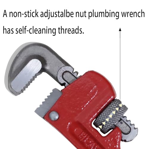 Image of Rayfox Small Pipe Wrench, 6 Inch Adjustable Plumbers Wrench Mini Plumbing Tools Straight Heavy Duty for Tight Spaces(1PC)