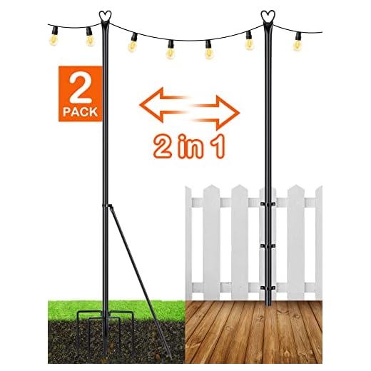 LOPANNY String Light Poles - 2 Pack 9.8FT Light Poles for Outside String Lights Hanging - Backyard, Garden, Patio, Deck Lighting Stand for Parties, Wedding