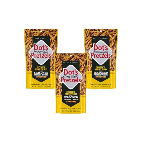 Image of Dot's Pretzels Honey Mustard Seasoned Pretzel Twist Snack, 16oz Grocery Sized Bag (Pack of 3)