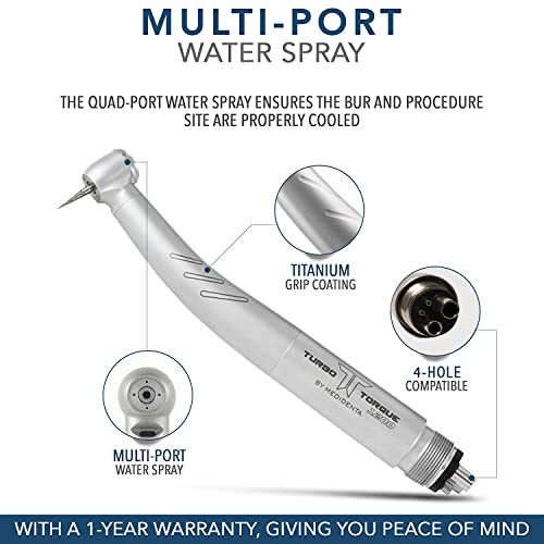 Medidenta Turbo Torque 1200 Mini Head – High-Speed Dental Handpiece, Air Free With Less Vibration For Painless Procedures, 20 Watts Of Constant Cutting Power #TOP1
