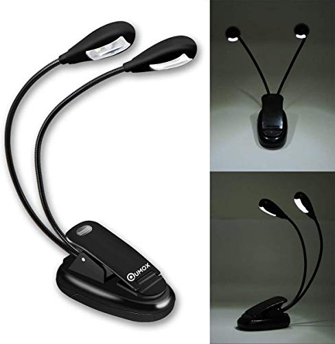 image for QUMOX LED Book Light, Portable Music Stand Lights, Dual Head, 4-Level 