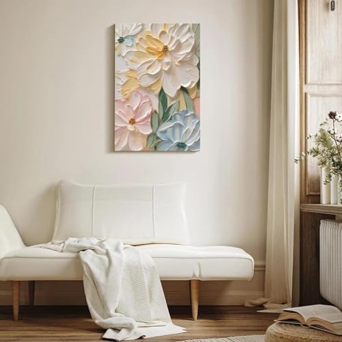 Toile fleurs roses 50x70cm pour illuminer un salon sombre